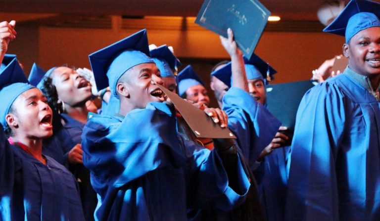 Students in graduation attire